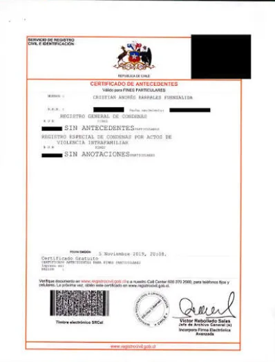 Certificado de Antecedentes