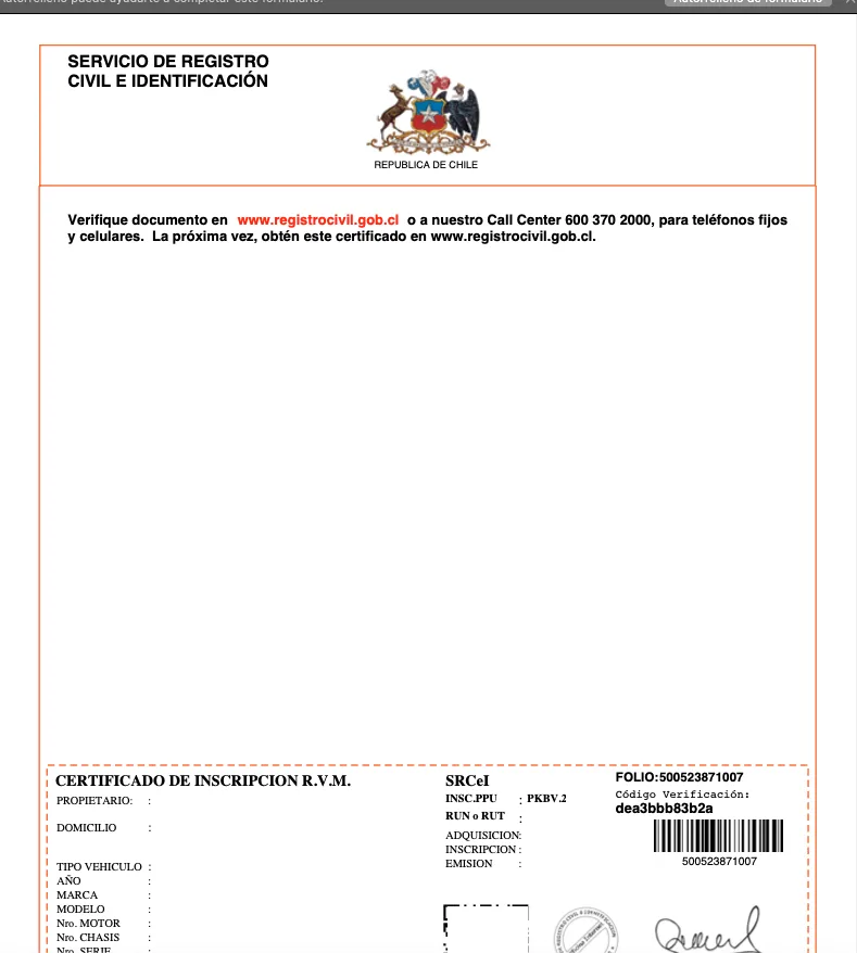 Padrón / Certificado Inscripción
